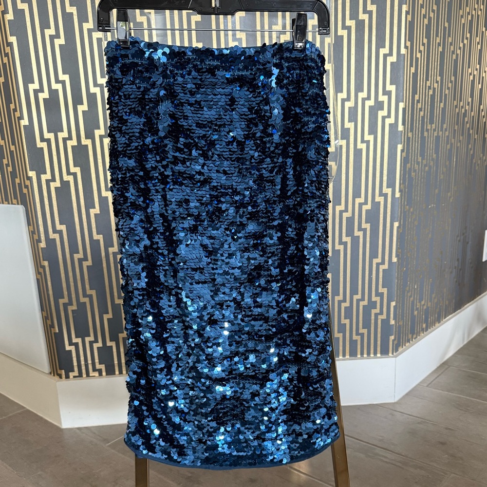 NWT Halogen Sparkling Navy Sequin Pencil Skirt
